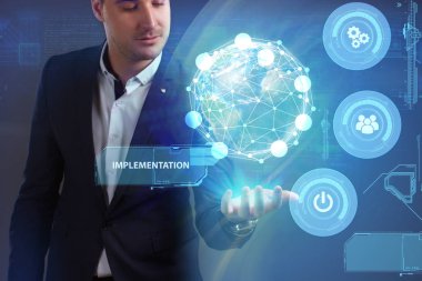 Ekonomi, teknoloji, Internet ve ağ kavramı. Genç busine