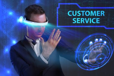 Ekonomi, teknoloji, Internet ve ağ kavramı. Genç busine