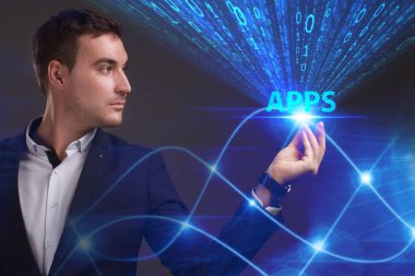 Ekonomi, teknoloji, Internet ve ağ kavramı. Genç busine