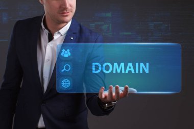 Ekonomi, teknoloji, Internet ve ağ kavramı. Genç busine