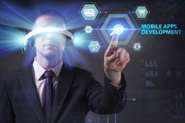 Ekonomi, teknoloji, Internet ve ağ kavramı. Genç busine