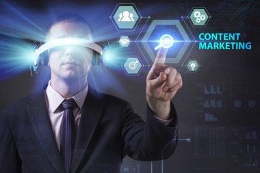 Ekonomi, teknoloji, Internet ve ağ kavramı. Genç busine