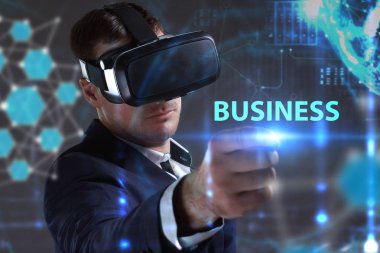 Ekonomi, teknoloji, Internet ve ağ kavramı. Genç busine