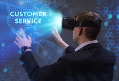 Ekonomi, teknoloji, Internet ve ağ kavramı. Genç busine