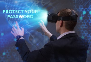 Ekonomi, teknoloji, Internet ve ağ kavramı. Genç busine