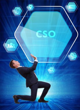 Ekonomi, teknoloji, Internet ve ağ kavramı. Genç busine