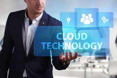 Ekonomi, teknoloji, Internet ve ağ kavramı. Genç busine