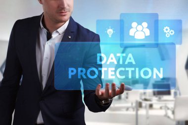 Ekonomi, teknoloji, Internet ve ağ kavramı. Genç busine