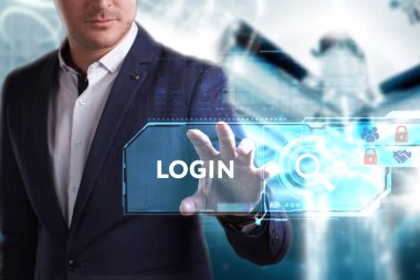 Ekonomi, teknoloji, Internet ve ağ kavramı. Genç busine