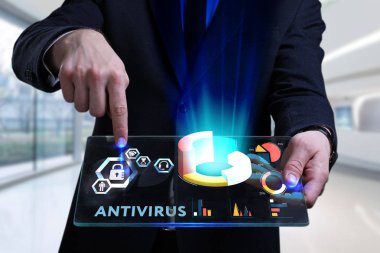 Ekonomi, teknoloji, Internet ve ağ kavramı. Genç busine