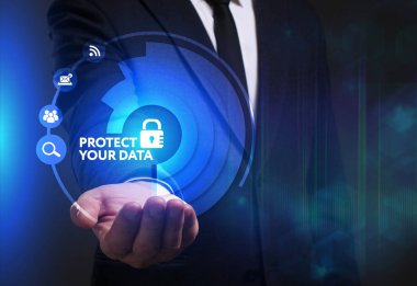 Ekonomi, teknoloji, Internet ve ağ kavramı. Genç busine