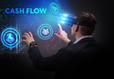 Ekonomi, teknoloji, Internet ve ağ kavramı. Genç busine