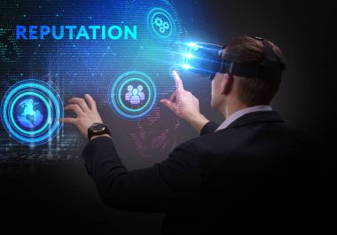 Ekonomi, teknoloji, Internet ve ağ kavramı. Genç busine