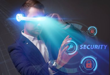 Ekonomi, teknoloji, Internet ve ağ kavramı. Genç busine