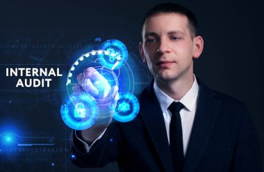 Ekonomi, teknoloji, Internet ve ağ kavramı. Genç busine