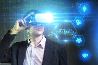 Ekonomi, teknoloji, Internet ve ağ kavramı. Genç busine