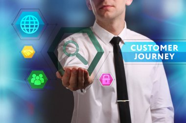 Ekonomi, teknoloji, Internet ve ağ kavramı. Genç busine