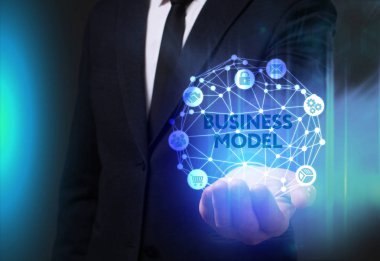 Ekonomi, teknoloji, Internet ve ağ kavramı. Genç busine