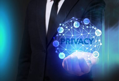 Ekonomi, teknoloji, Internet ve ağ kavramı. Genç busine