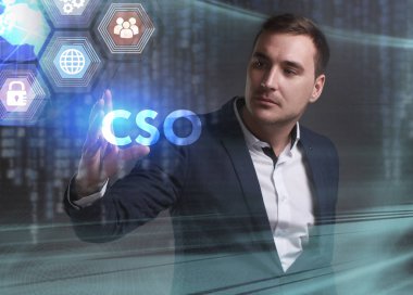 Ekonomi, teknoloji, Internet ve ağ kavramı. Genç busine