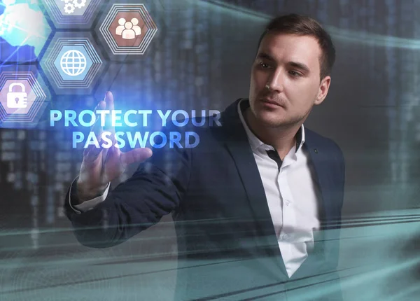 Ekonomi, teknoloji, Internet ve ağ kavramı. Genç busine