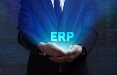 Ekonomi, teknoloji, Internet ve ağ kavramı. Genç busine