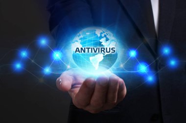 Ekonomi, teknoloji, Internet ve ağ kavramı. Genç busine