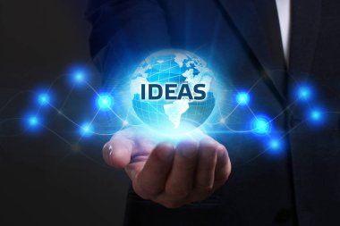Ekonomi, teknoloji, Internet ve ağ kavramı. Genç busine
