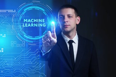 Ekonomi, teknoloji, Internet ve ağ kavramı. Genç busine