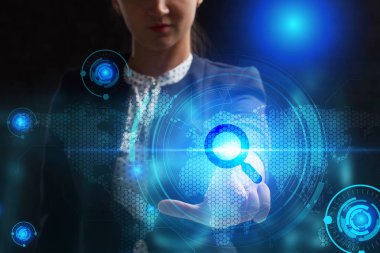 Ekonomi, teknoloji, Internet ve ağ kavramı. Genç busine