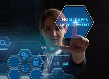 Ekonomi, teknoloji, Internet ve ağ kavramı. Genç busine