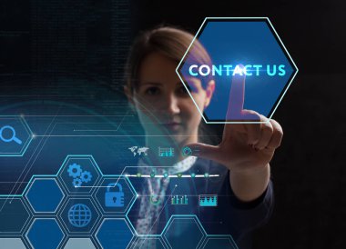 Ekonomi, teknoloji, Internet ve ağ kavramı. Genç busine