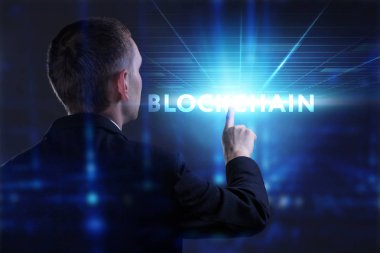 Ekonomi, teknoloji, Internet ve ağ kavramı. Genç busine