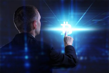 Ekonomi, teknoloji, Internet ve ağ kavramı. Genç busine