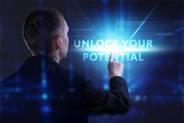 Ekonomi, teknoloji, Internet ve ağ kavramı. Genç busine