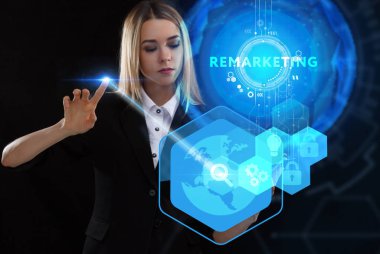 Ekonomi, teknoloji, Internet ve ağ kavramı. Genç busine