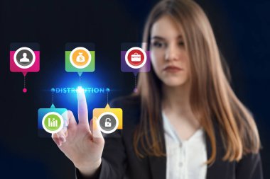 Ekonomi, teknoloji, Internet ve ağ kavramı. Genç busine