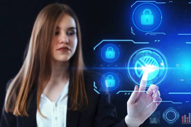 Ekonomi, teknoloji, Internet ve ağ kavramı. Genç busine