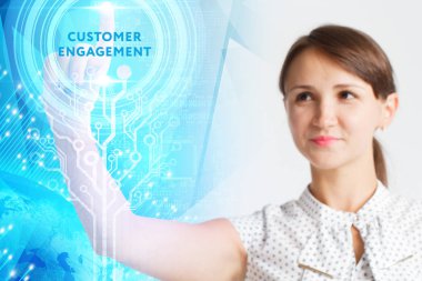 Ekonomi, teknoloji, Internet ve ağ kavramı. Genç busine