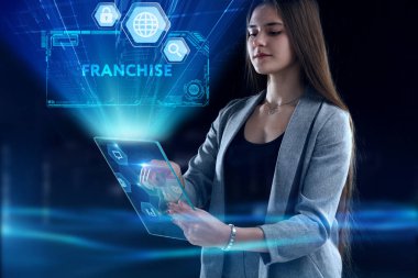 Ekonomi, teknoloji, Internet ve ağ kavramı. Genç busine