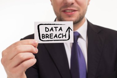 İş, Teknoloji, İnternet ve ağ konsepti. Genç işadamı geleceğin sanal ekranı üzerinde çalışıyor ve yazıyı görüyor: