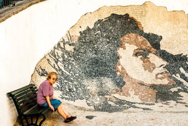 Lisbon, Portekiz - Septmember 19, 2016: Caddeleri civarında bakış açısı de Santa Luzia.