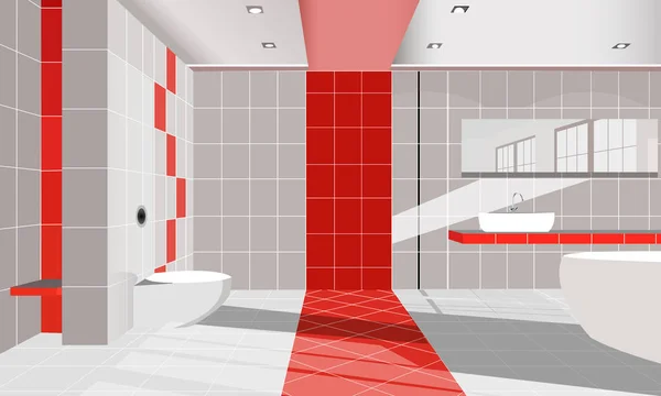 Bathroom design red — Stock Vector