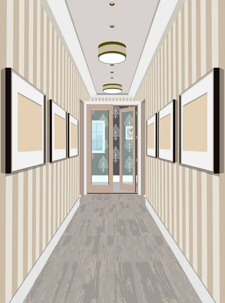 Corredor clássico moderno do corredor do salão no apartamento velho do vintage. Ilustração do corredor . — Vetor de Stock