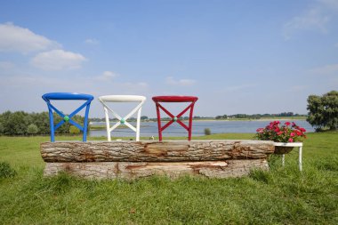 Sırt, farklı renkler ile sanatsal Bahçe tezgah