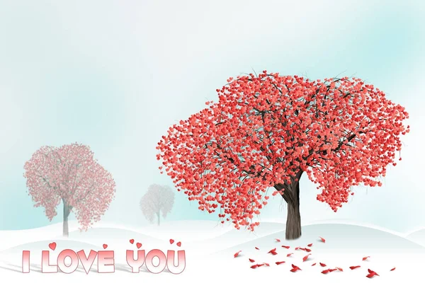 love tree full of heart shaped leaves