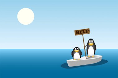 iki penguenler buz berg erimiş sonra son buz parçası kalır. küresel ısınma kavramı, iklim değişikliği