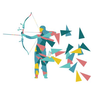 Okçuluk kadın okçu yay vektör arka plan kavramı ile eğitim