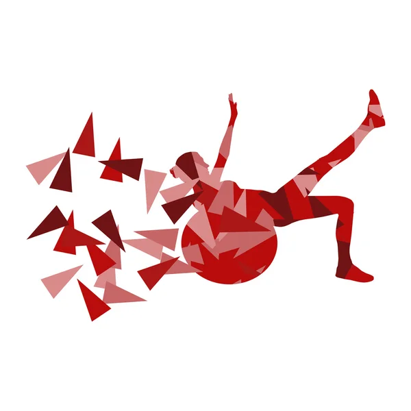Femme fitness ballon exercice séance d'entraînement vectoriel fond abstrait i — Image vectorielle
