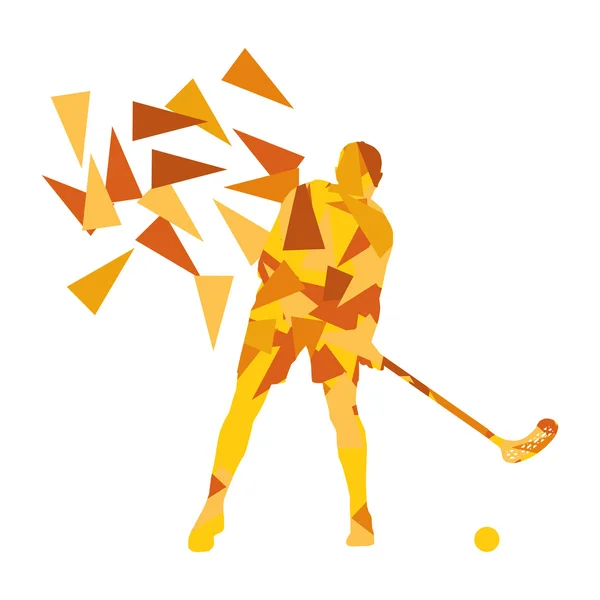Floorball homme joueur étage hockey fond abstrait illustrati — Image vectorielle